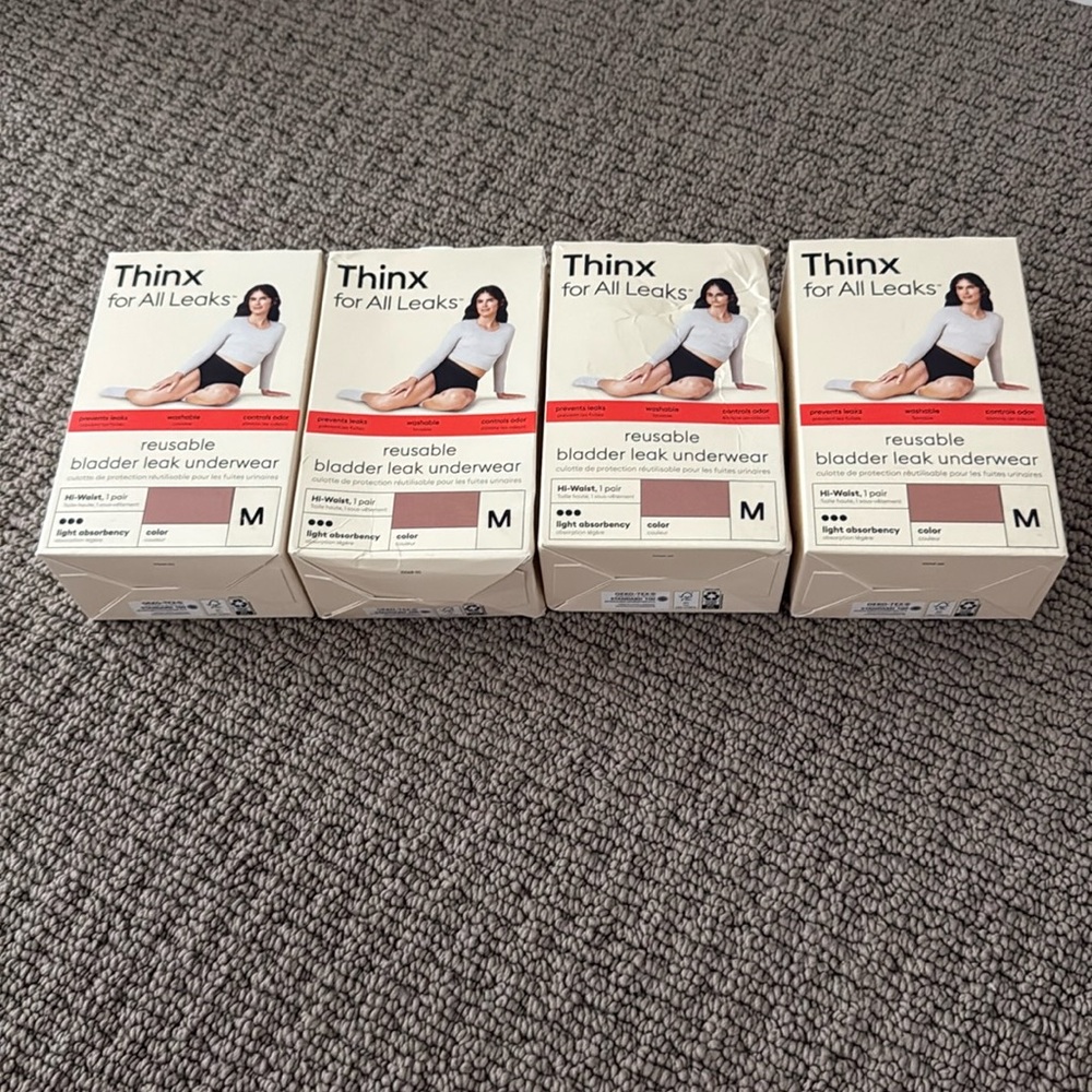 4 pack - Thinx bladder leak underwear for women size M